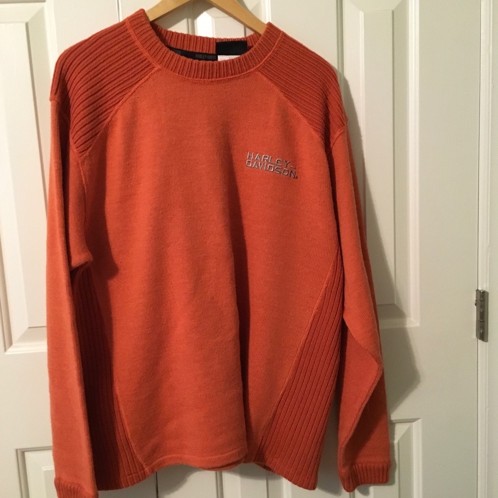 Harley Davidson men’s wool blend sweater Orange XL
